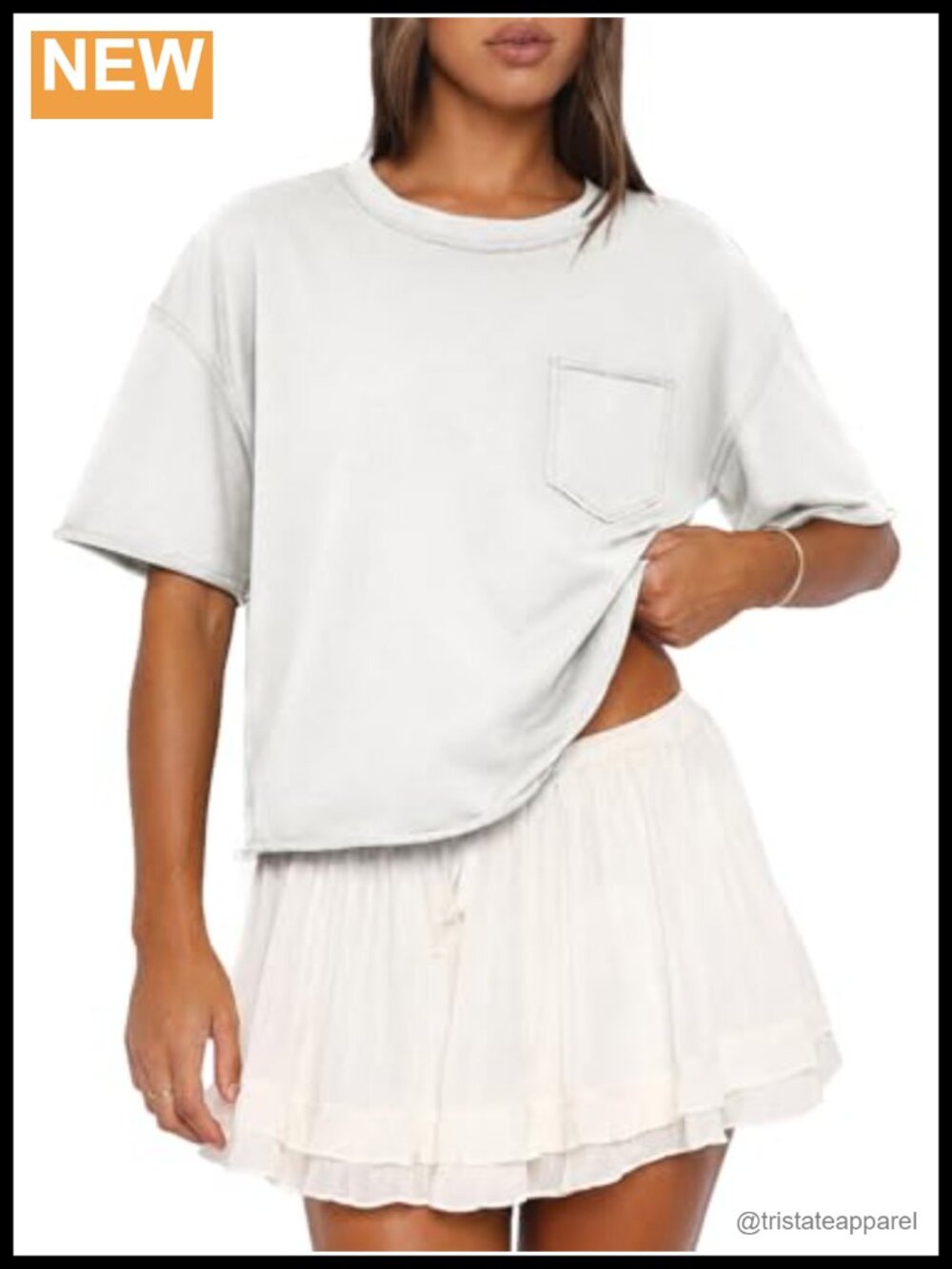 Womens Oversized Crop Top Workout Gym Tee Short Sleeve Drop Shoulder